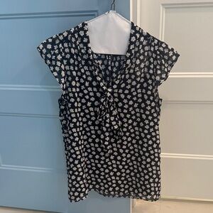 J. Crew Black and White Floral Blouse